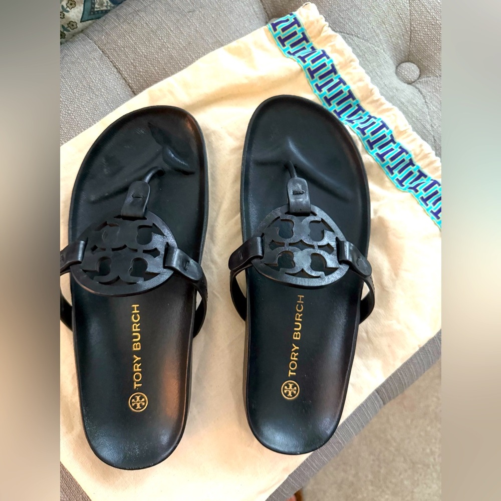 Tory Burch Miller Cloud Black Sandals 8.5